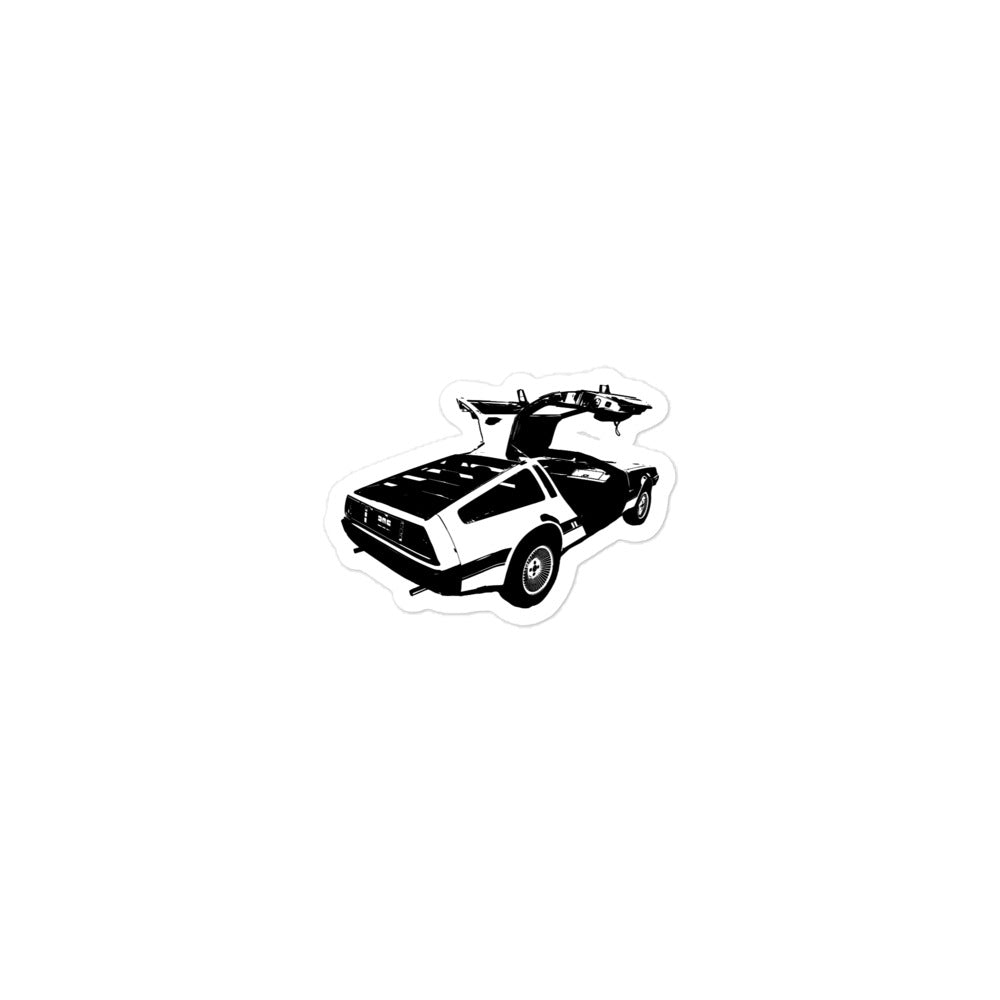 Black and White DeLorean Sticker