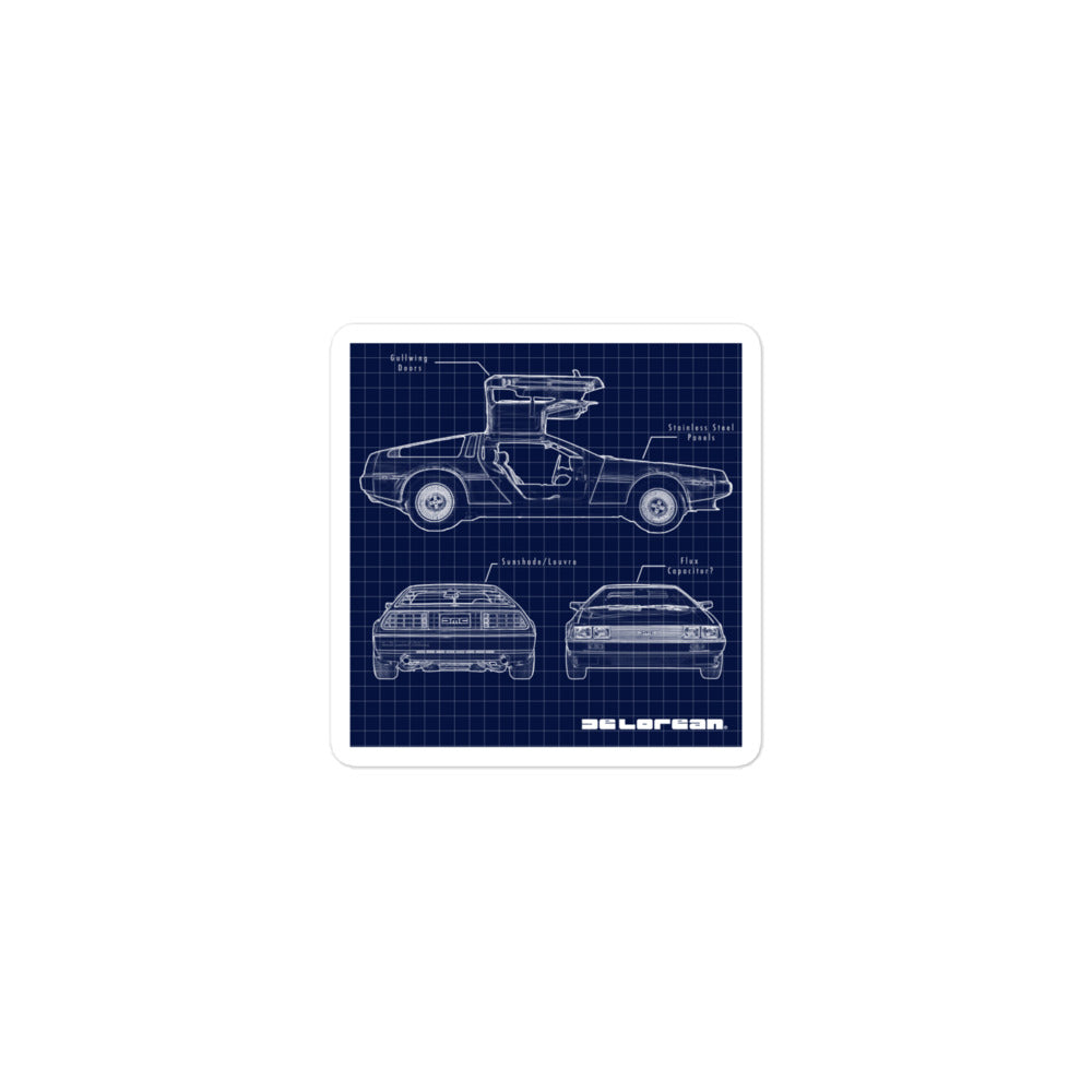DeLorean Blueprint Sticker