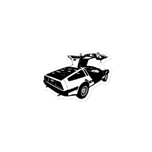 Black and White DeLorean Sticker