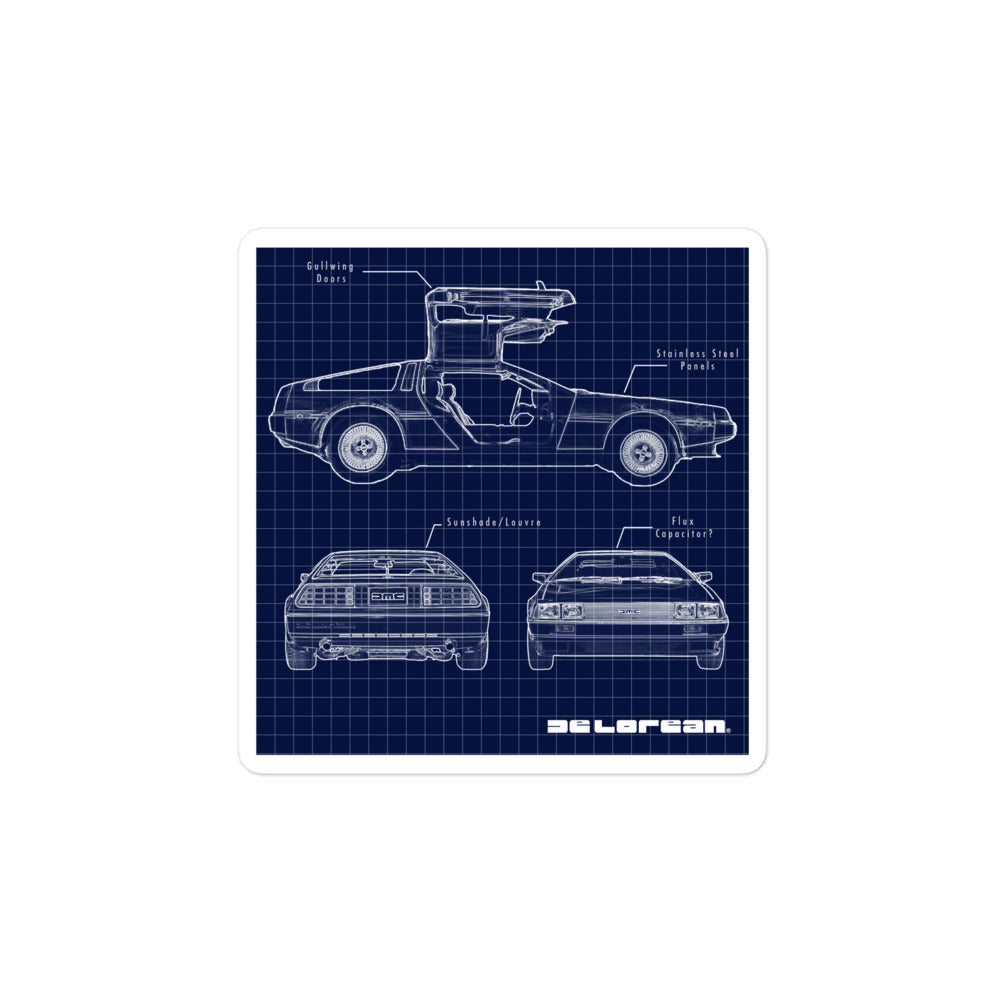 DeLorean Blueprint Sticker