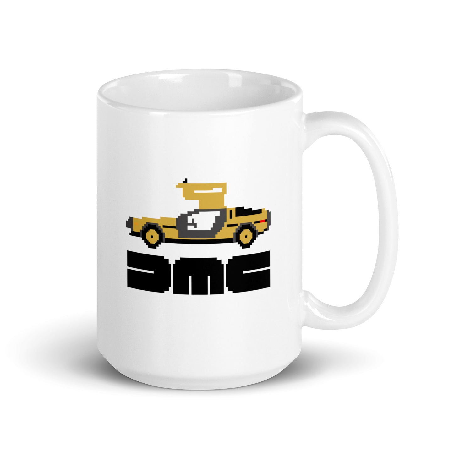 Pixel Golden DeLorean DMC Logo Mug