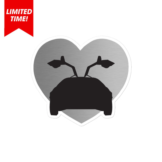 Stainless Steel DeLorean Heart Sticker