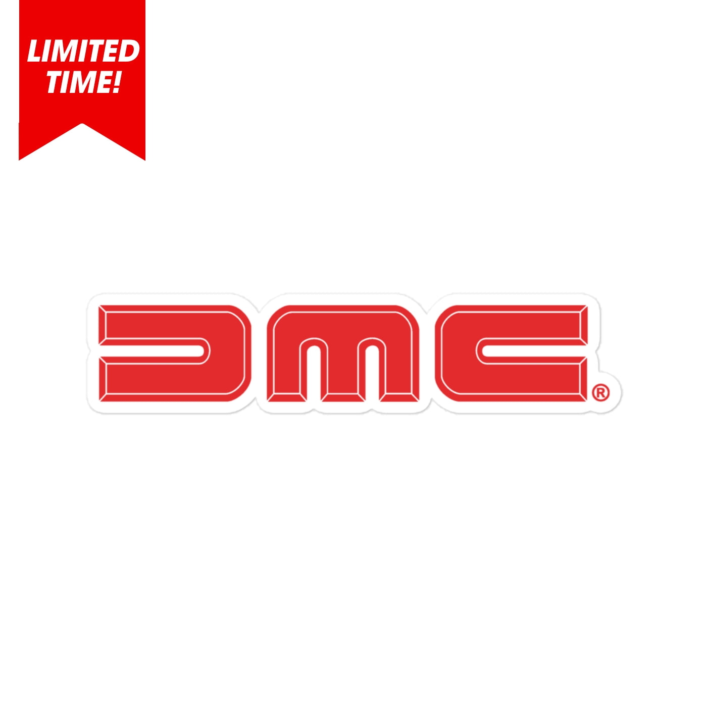 Red DMC Logo Sticker