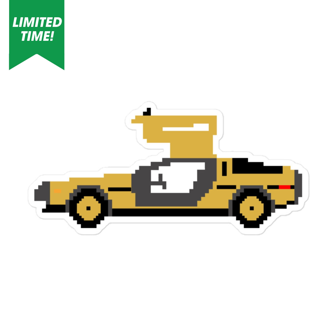 Pixel Golden DeLorean Sticker