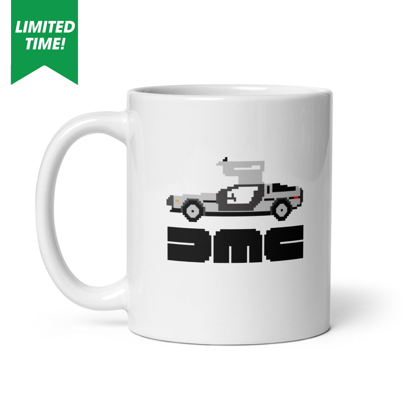 Pixel DeLorean DMC Logo Mug