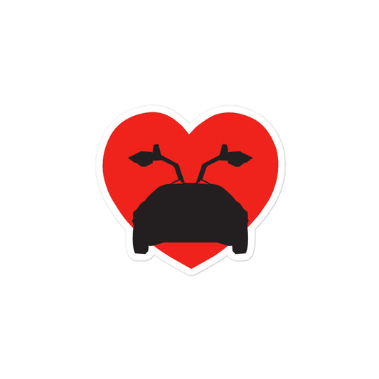 Red DeLorean Heart Sticker