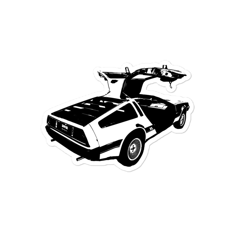 Black and White DeLorean Sticker