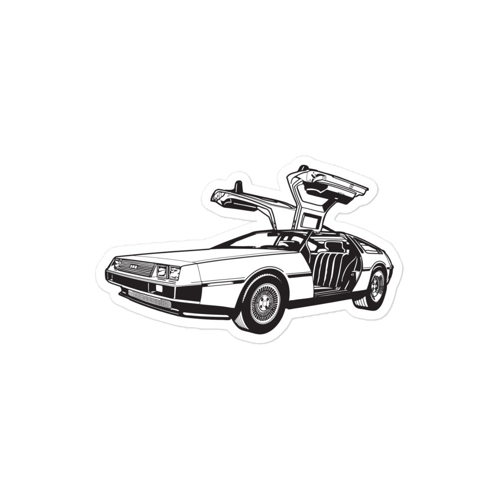Angled Gullwing DeLorean Sticker