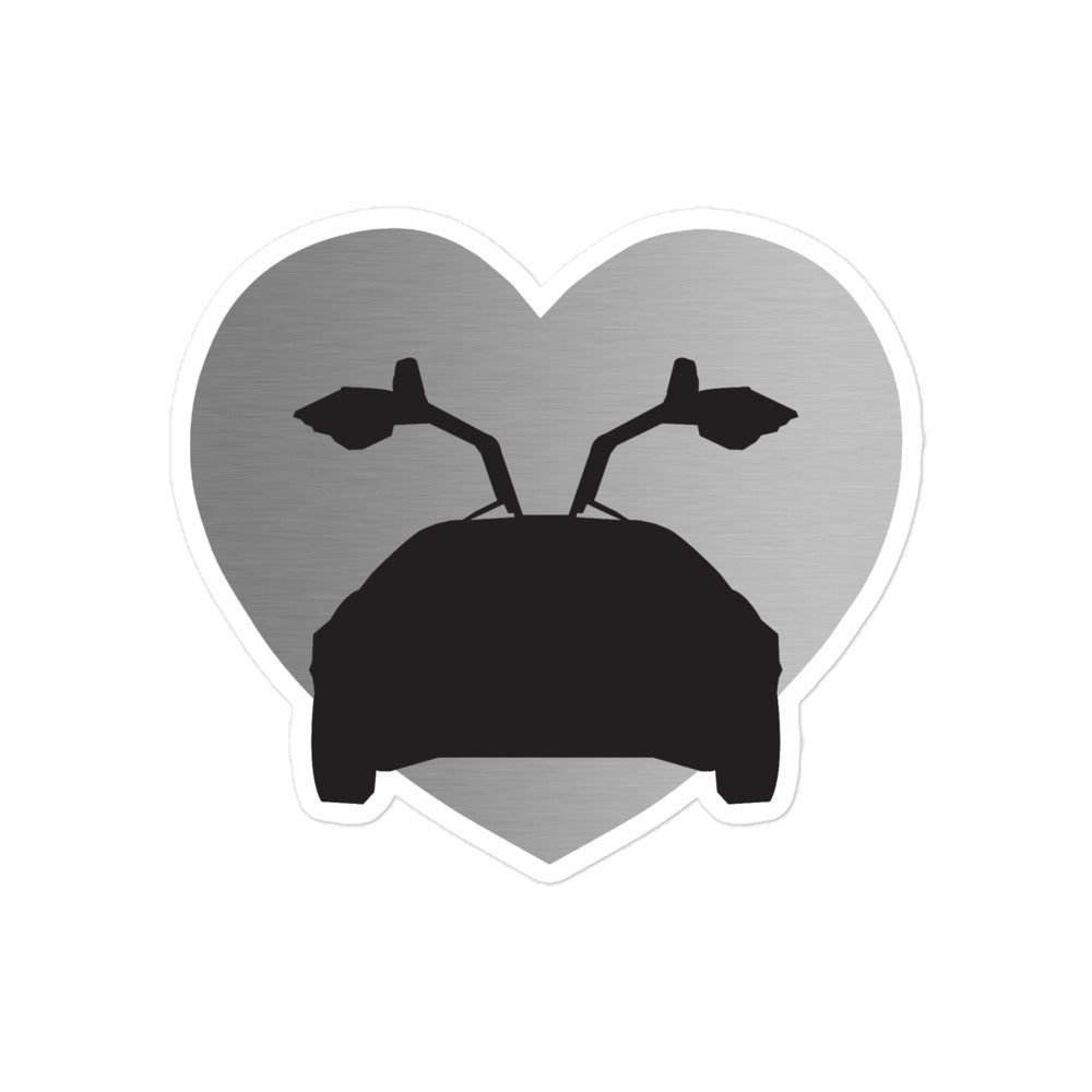 Stainless Steel DeLorean Heart Sticker