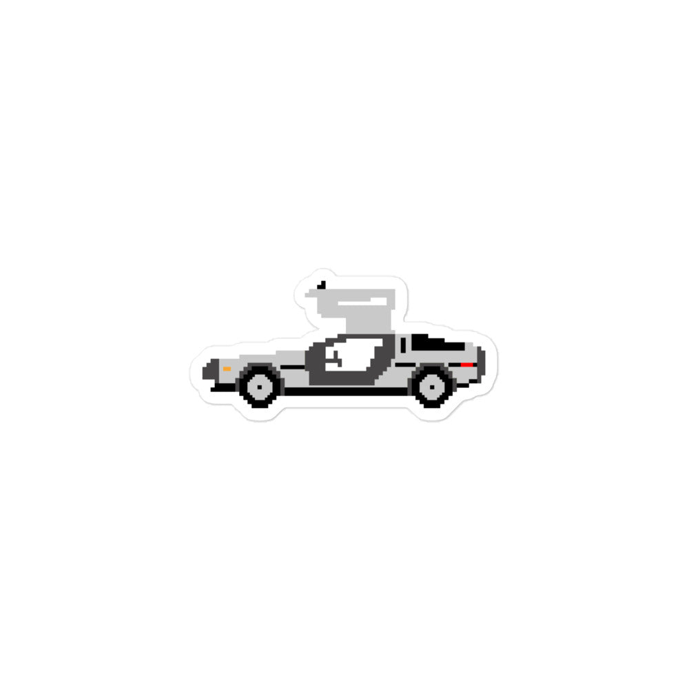 Pixel DeLorean Sticker