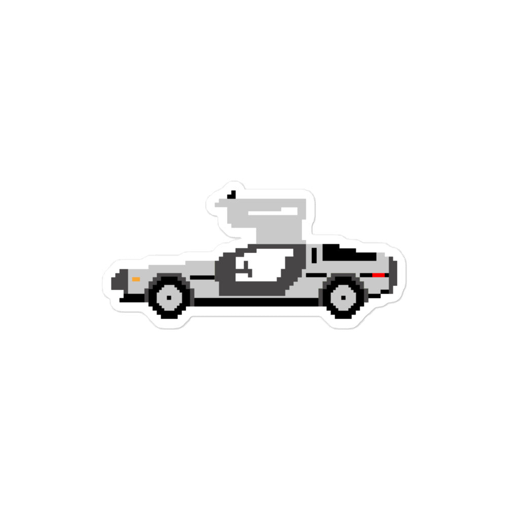 Pixel DeLorean Sticker