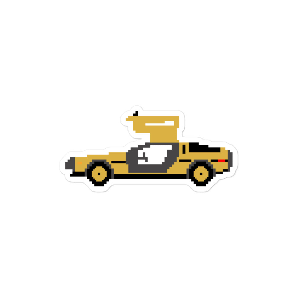 Pixel Golden DeLorean Sticker