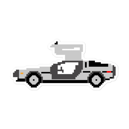 Pixel DeLorean Sticker