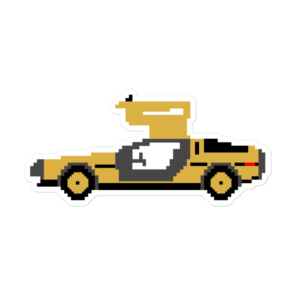 Pixel Golden DeLorean Sticker